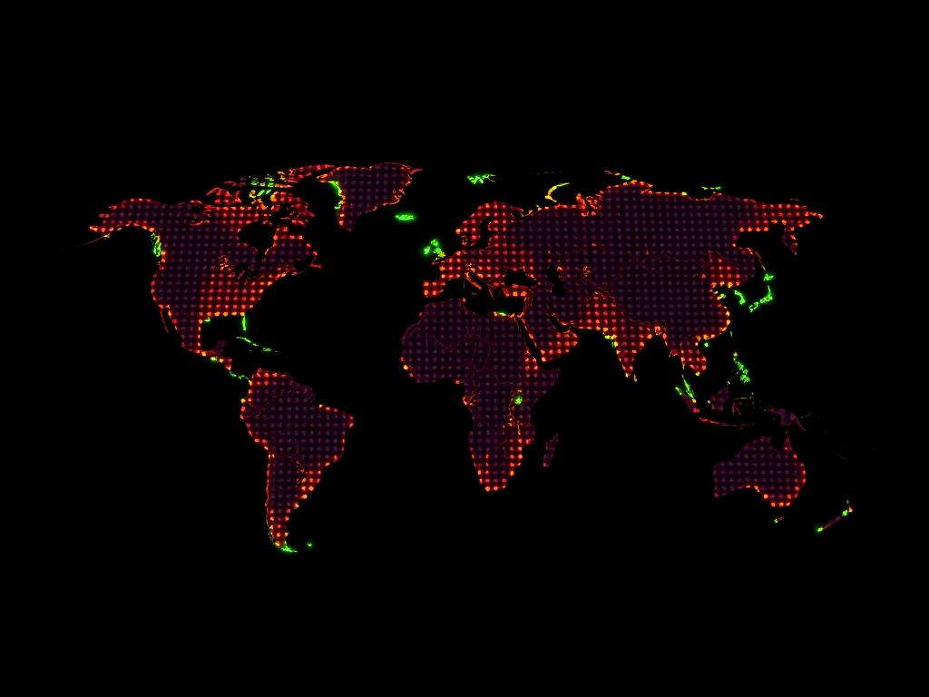 Global heat map of AI search activity