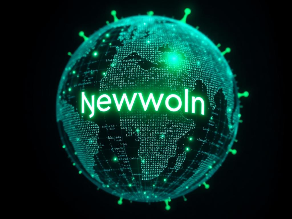 Glowing keyword network globe